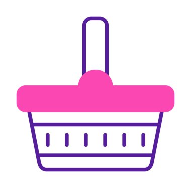 piknik sepeti web simgesi, vektör illüstrasyonu 