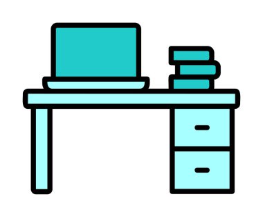 Ofis masa simgesinin vektör illüstrasyonu 