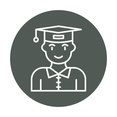 Mezuniyet başlığı simgesi vektör illüstrasyonu öğrencisi