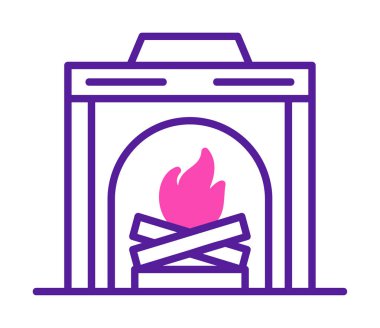 şömine simgesi vektör illüstrasyonu