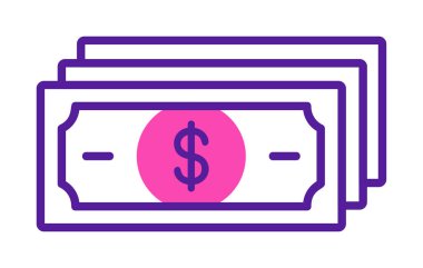 Dolar para çizgisi simgesi, vektör illüstrasyonu