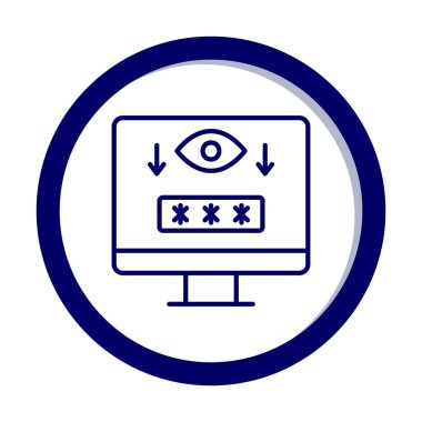 Basit Bilgisayar Casus Yazılımı simgesi, vektör illüstrasyonu