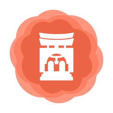 Basit antik Asya Tapınağı simgesi, vektör illüstrasyonu