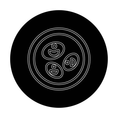 Bakteri petri kabı ve bakteri vektör simgesi 