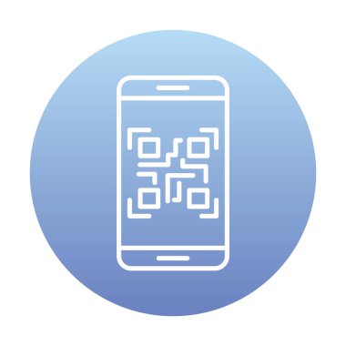 Akıllı Telefon Ekran Web simgesi Qr Kodu, vektör illüstrasyonu 
