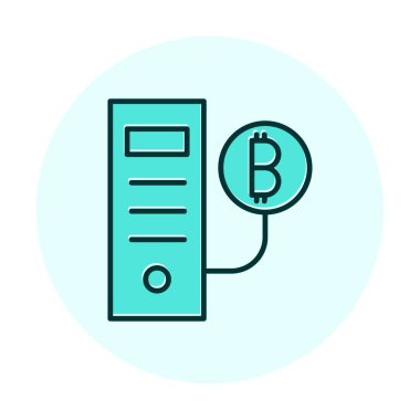 Bitcoin Madeni İşlemcisi (BTC) simgesi, vektör illüstrasyonu 