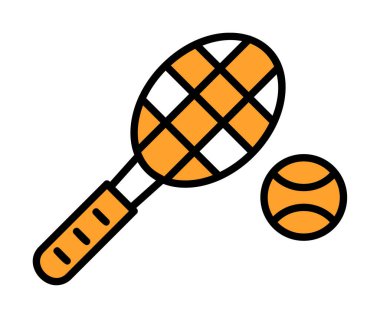 Tenis topu ve raket hattı biçim vektör tasarımı                  