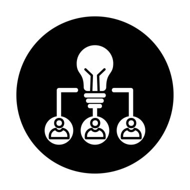 Takım Fikri, ampul ve iş dünyası ikonu, vektör illüstrasyonu