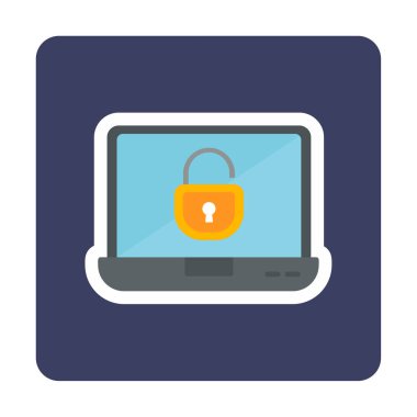 Basit dizüstü bilgisayar Aygıtı Kilitli simge vektör çizimi