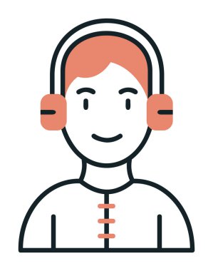 DJ avatar web simgesi, vektör illüstrasyonu 