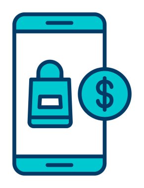 mobil bankacılık ve dolar simge vektörü 