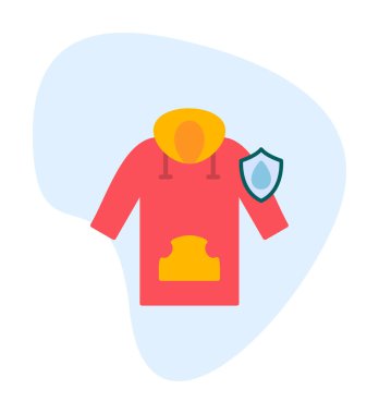 Su geçirmez kapüşonlu simge, vektör illüstrasyonu 