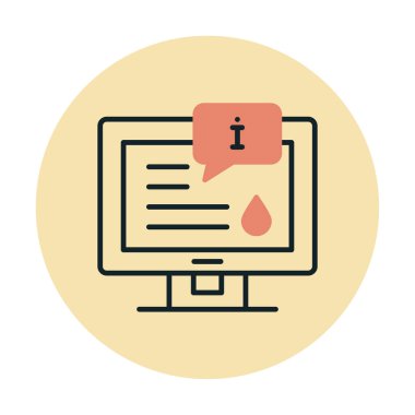 Bilgi simgesi vektör illüstrasyonlu bilgisayar ekranı