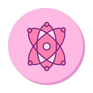 Moda düz biçimli atom simgesi, bilim simgesi vektör illüstrasyonu                     