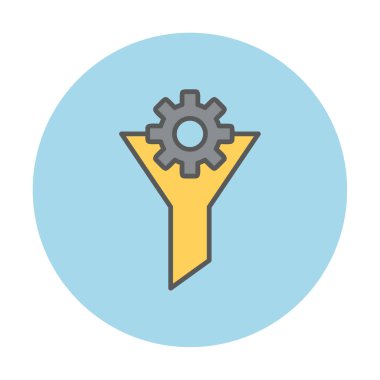 Vites simgesiyle filtre hunisi, vektör illüstrasyonu