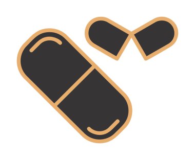 ilaç yassı ikonu, kapsüller, haplar            