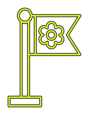 Sakura bayrak simgesi, vektör illüstrasyonu 