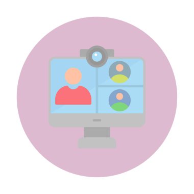 Basit çevrimiçi toplantı simgesi, vektör illüstrasyonu