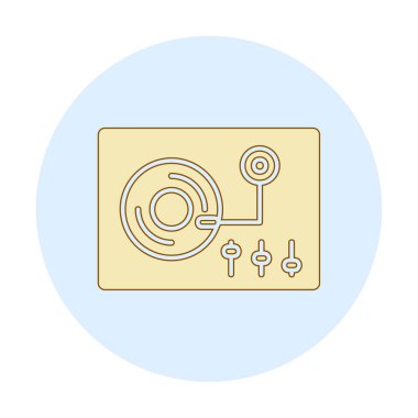 Basit vinil oynatıcı Turntable simgesi, vektör illüstrasyonu