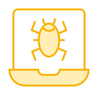 Virüs bulaşmış Laptop Simgesi - Kötü amaçlı yazılım vektörü 