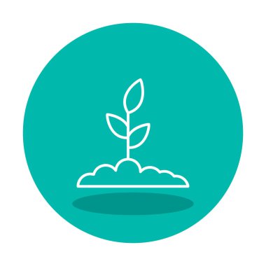 Yer simgesinde büyüyen bitki, vektör illüstrasyonu 