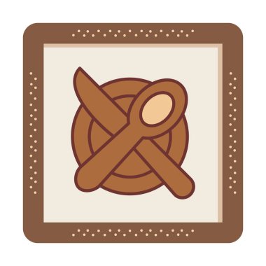 bıçak ve çatal tabakta, yemek ikonu, vektör illüstrasyonu  