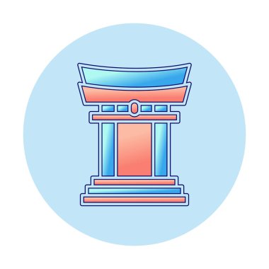 Basit Japon Tori Kapısı simgesi, vektör illüstrasyonu