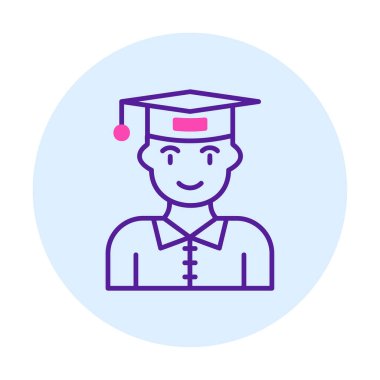 Mezuniyet başlığı simgesi vektör illüstrasyonu öğrencisi