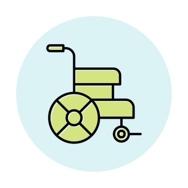 Basit Tekerlekli sandalye Simgesi, vektör illüstrasyonu