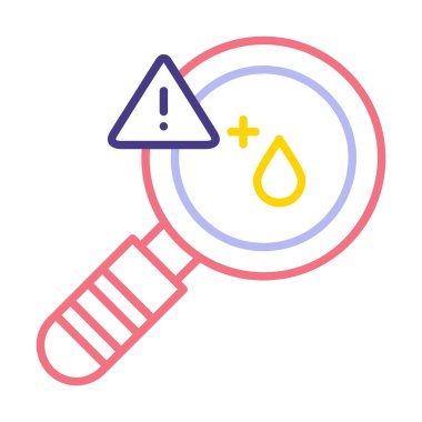 düz büyüteç ve kan testi ikonu vektörü. 
