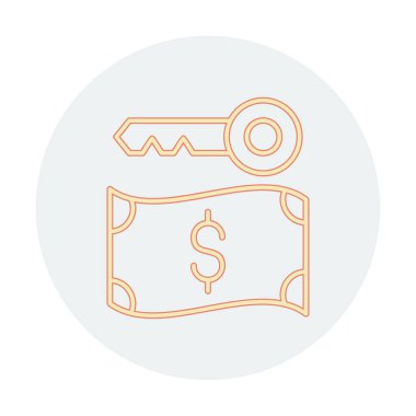 Dolar para birimi ve anahtar simgesi, Fidye yazılımı konsepti, vektör illüstrasyonu  