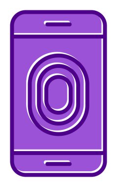 Kilitlenmemiş Parmak izi ikon vektör illüstrasyonlu akıllı telefon  