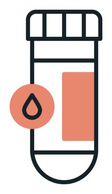 Kan testi tüpü ana hat vektör simgesi. Laboratuvar test sembolü, logo illüstrasyonu.