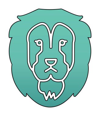 Aslan başı düz simgesi, vektör illüstrasyonu