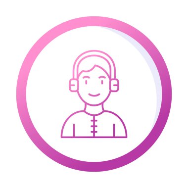 DJ avatar web simgesi, vektör illüstrasyonu 