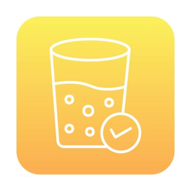 Kabarcıklı bir bardak su ve simge vektör illüstrasyonunu işaretle 