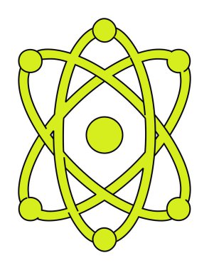 Moda düz biçimli atom simgesi, bilim simgesi vektör illüstrasyonu                     