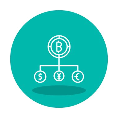 Bitcoin, dolar, avro ve yen sembollü para birimi yapısı 