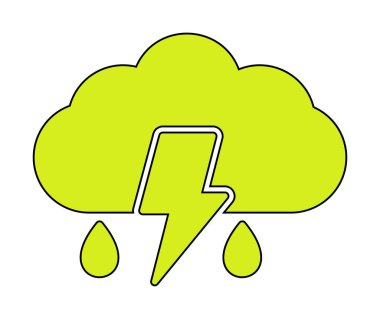 Basit düz Gök Gürültüsü hava durumu illüstrasyonu 