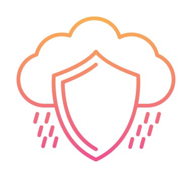 bulut güvenliği düz simgesi, vektör illüstrasyonu