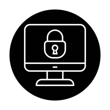Basit Bilgisayar monitörü Ekran simgesi, vektör illüstrasyonunu kilitle