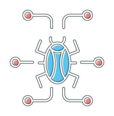 Basit dijital virüs simgesi, vektör illüstrasyonu