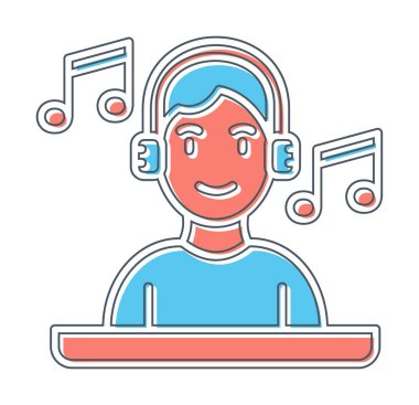 DJ avatar web simgesi, vektör illüstrasyonu 