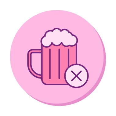 Basit Alkol Yok simgesi, vektör illüstrasyonu