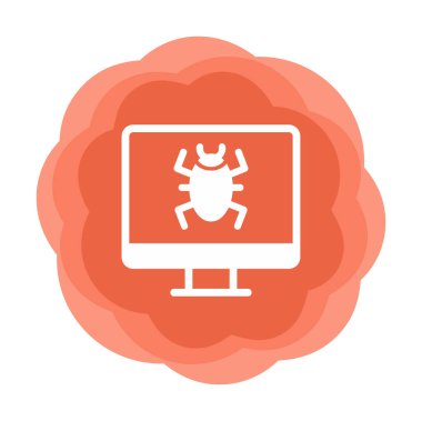 Basit Bilgisayar Virüsü simgesi, vektör illüstrasyonu