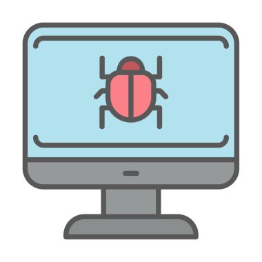 yazılım hatası düz simgesi, vektör illüstrasyonu, Sistem Virüsü 