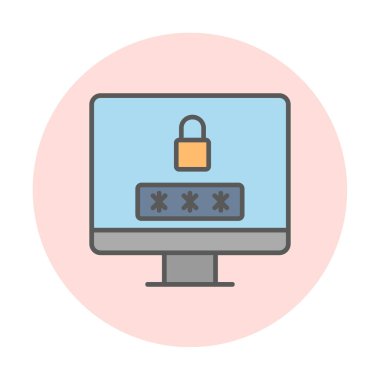 Basit Bilgisayar monitörü Ekran simgesi, vektör illüstrasyonunu kilitle