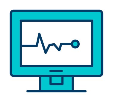 Basit kardiyogram simgesi, vektör illüstrasyonu