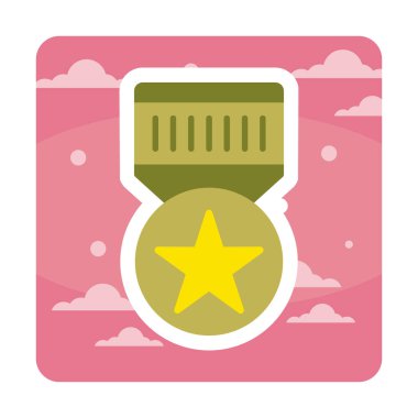 Basit Askeri Rozet simgesi, vektör illüstrasyonu