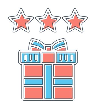 hediye ve Gözden Geçir vektör düz renk simgesi tasarımı